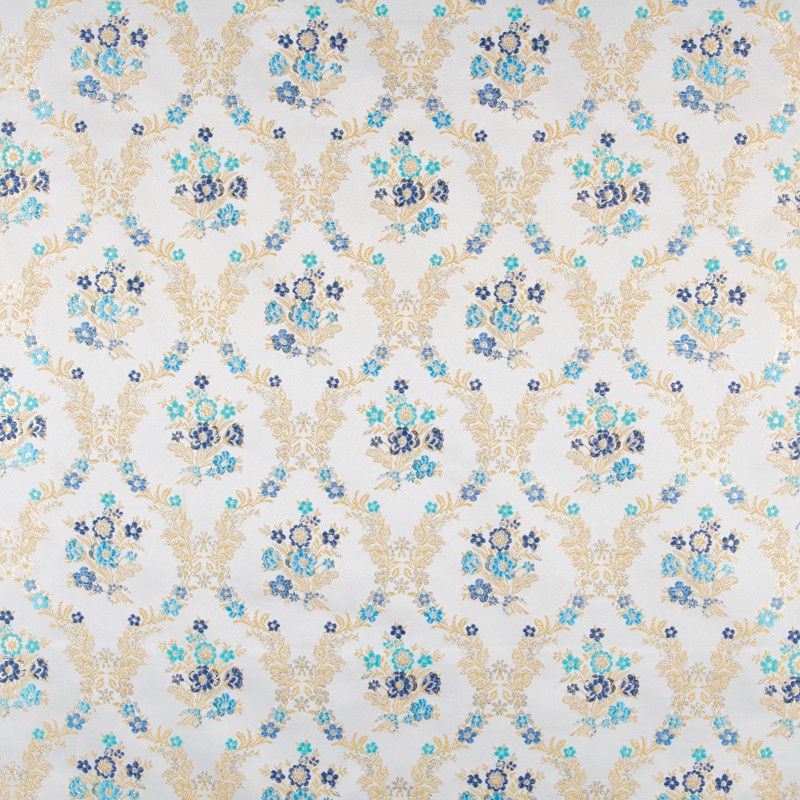 Jacquard Lurex Bouquet Turquoise - Ribes y Casals