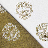 Retal Jacquard Lurex Calavera Cruda Oro 75x140 cm - Ribes y Casals