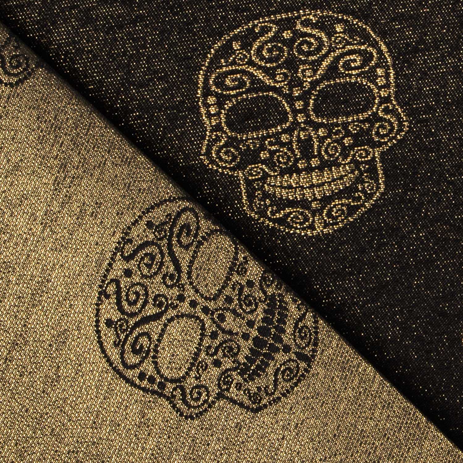 Jacquard Lurex Black Skull Or - Ribes y Casals
