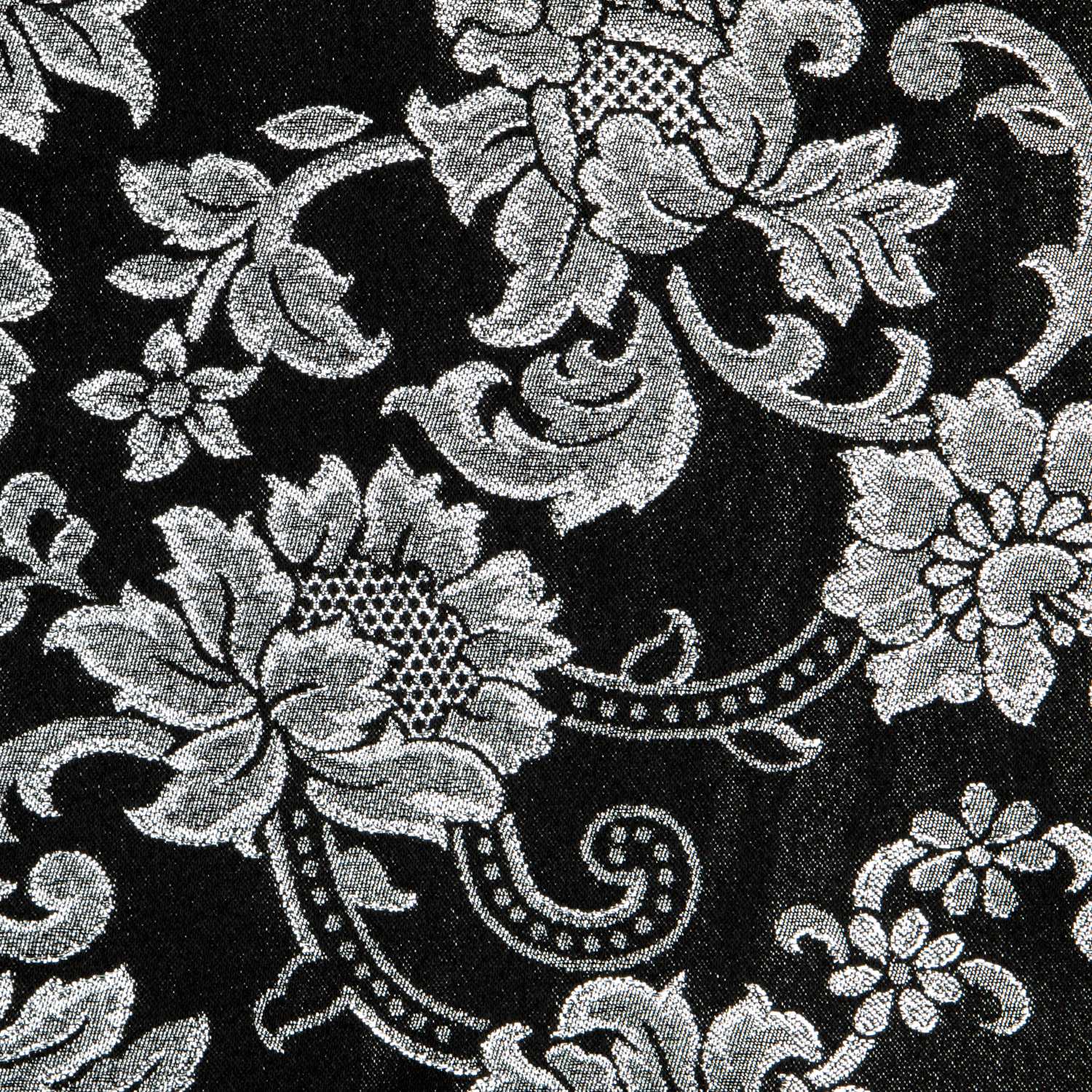 Jacquard Lurex Floral Noir Argent - Ribes y Casals