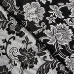 Jacquard Lurex Floral Noir Argent - Ribes y Casals