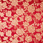 Jacquard Lurex Floral Rouge Or - Ribes y Casals