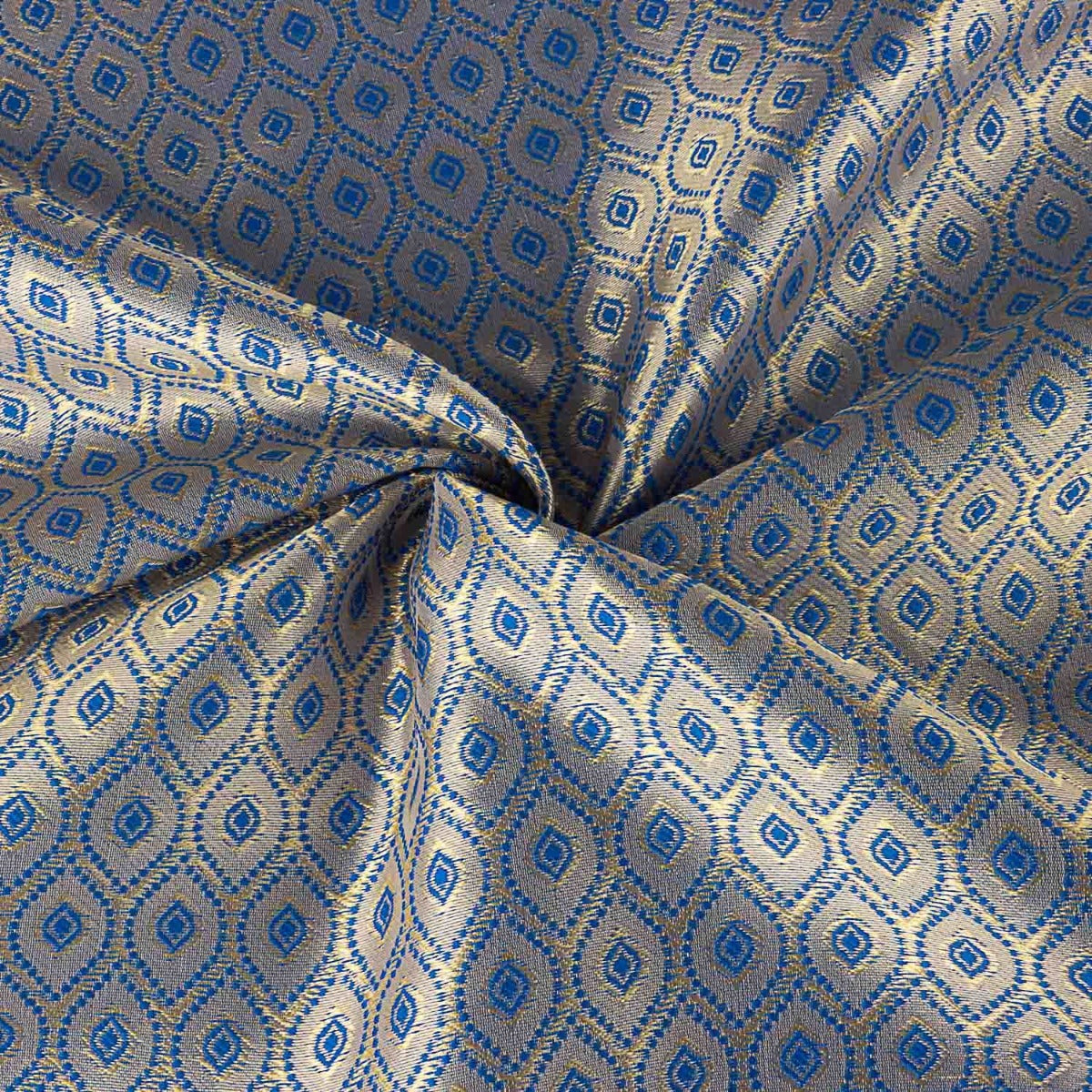 Tissu jacquard à deux tons avec motif de diamants bleus - Ribes y Casals