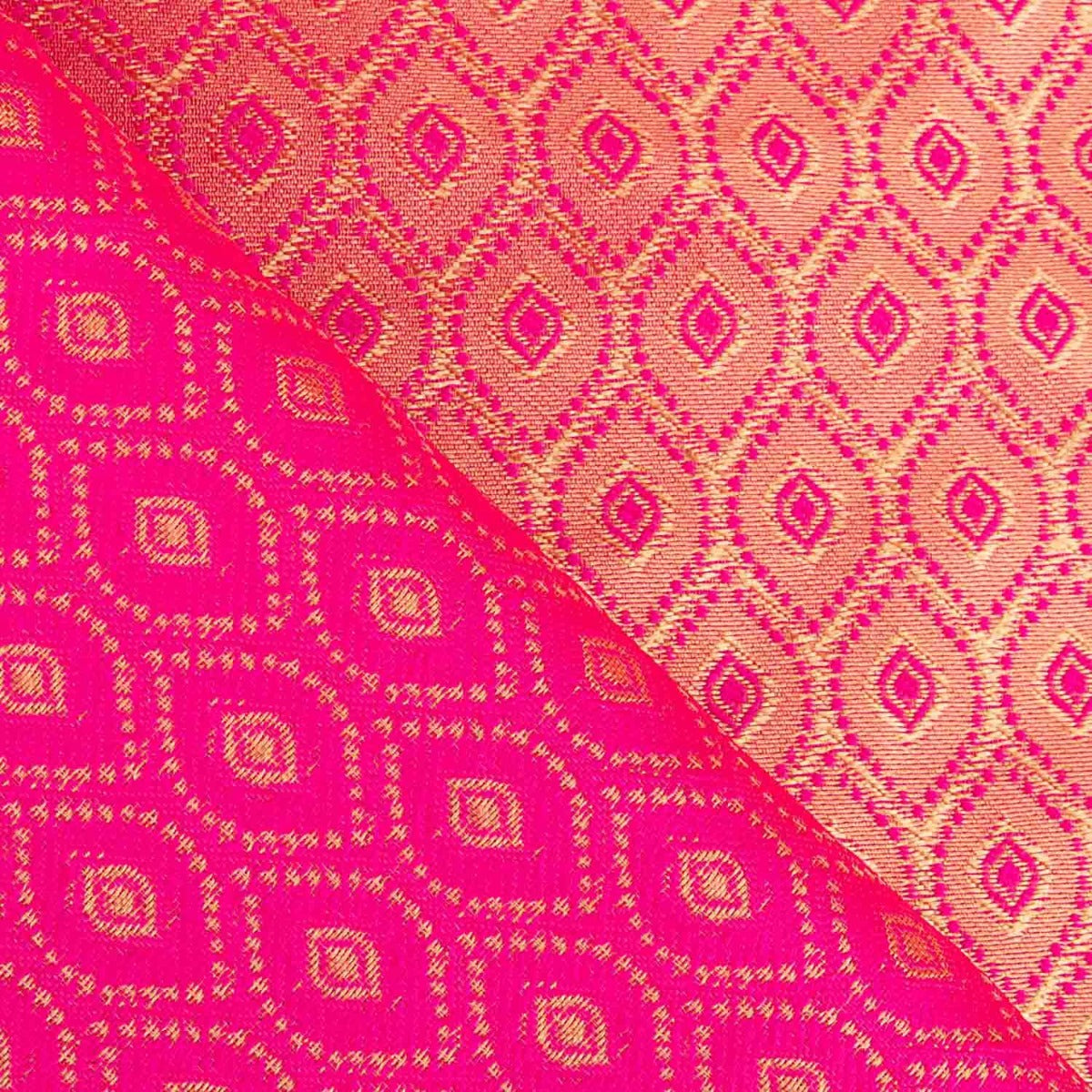 Tissu jacquard bicolore à motif de diamants fuchsia - Ribes y Casals