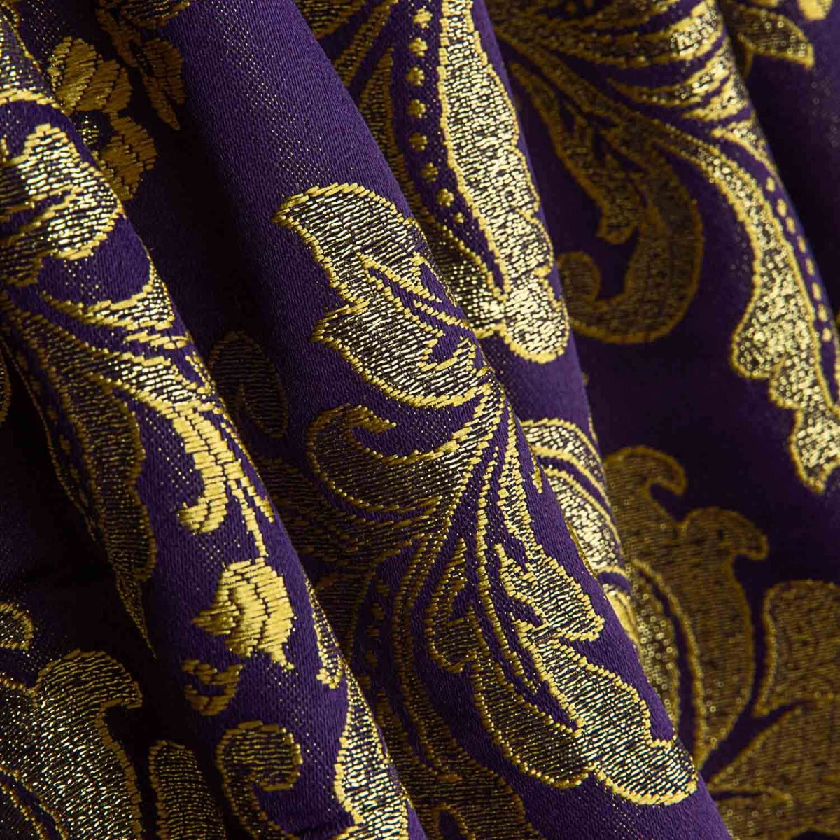 Brocart Jacquard Florence Violet et Or - Ribes y Casals