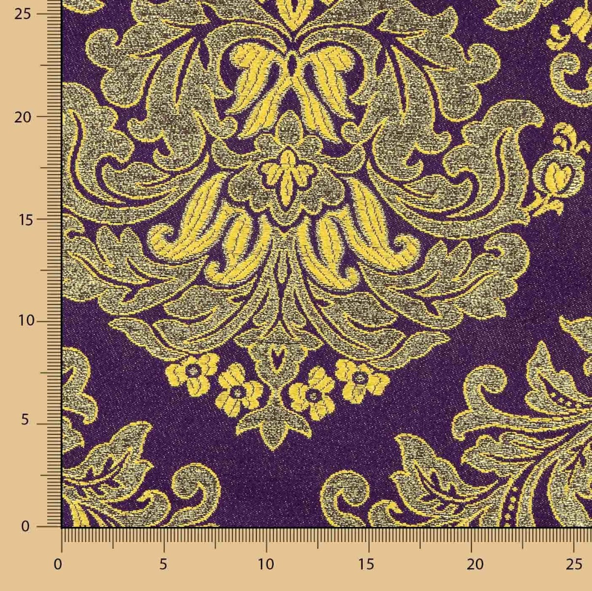 Brocart Jacquard Florence Violet et Or - Ribes y Casals