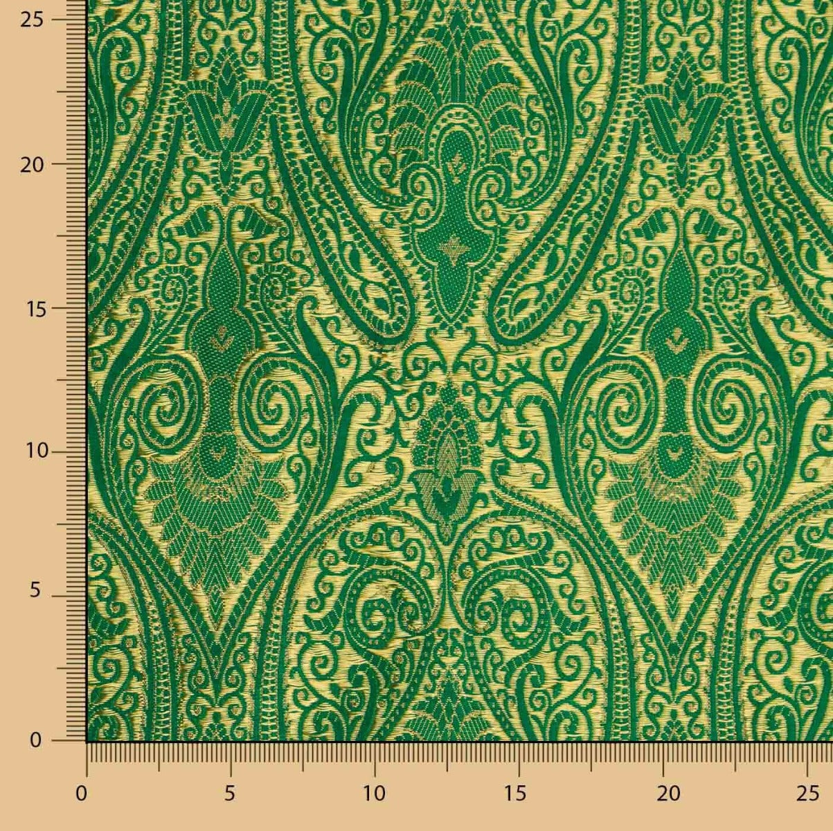 Tissu Jacquard Paisley vert - Ribes y Casals