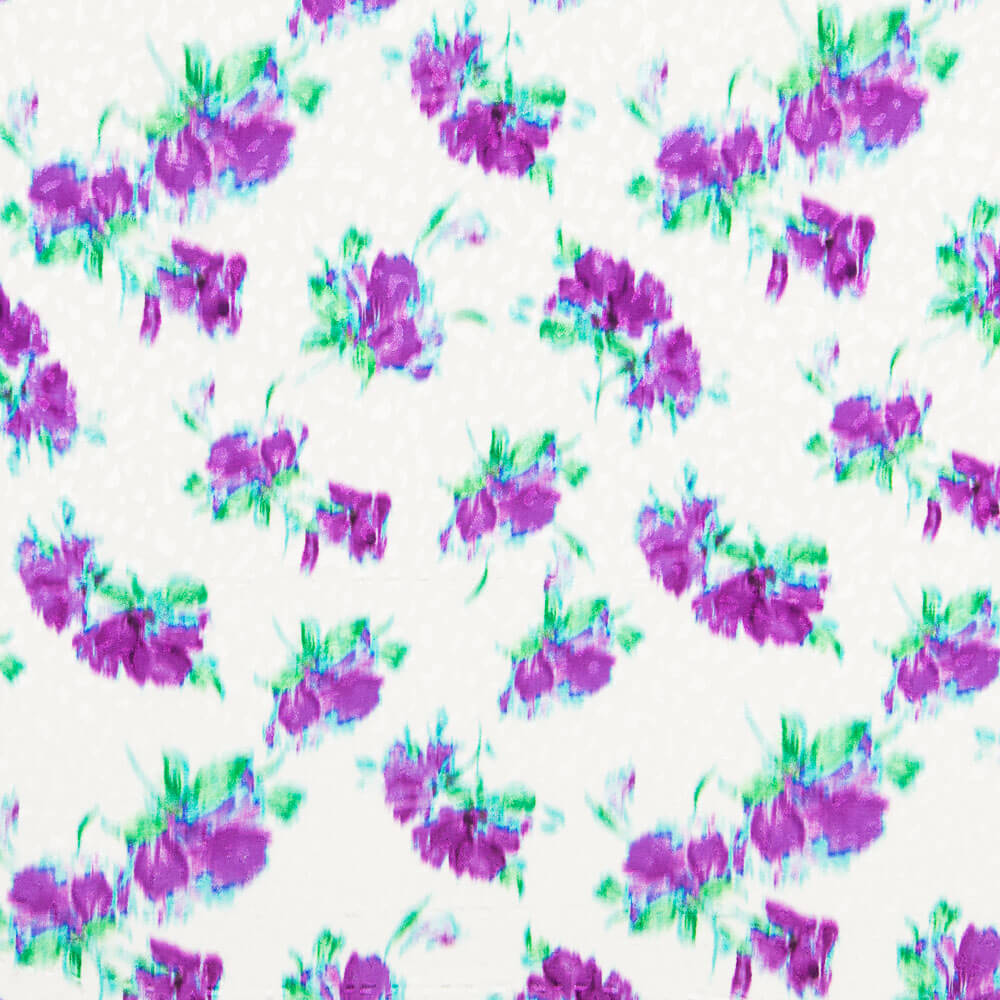 Jacquard Polyester Fleurs Mauve Pistache - Ribes y Casals
