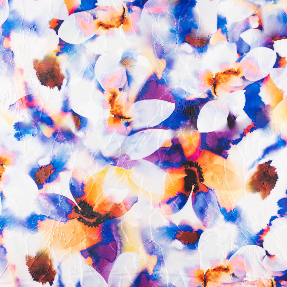 Jacquard Broderie Fleur Bleu - Ribes y Casals