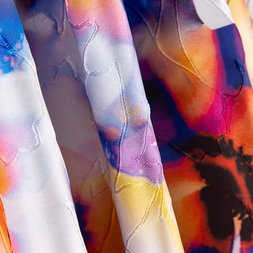 Jacquard Broderie Fleur Bleu - Ribes y Casals