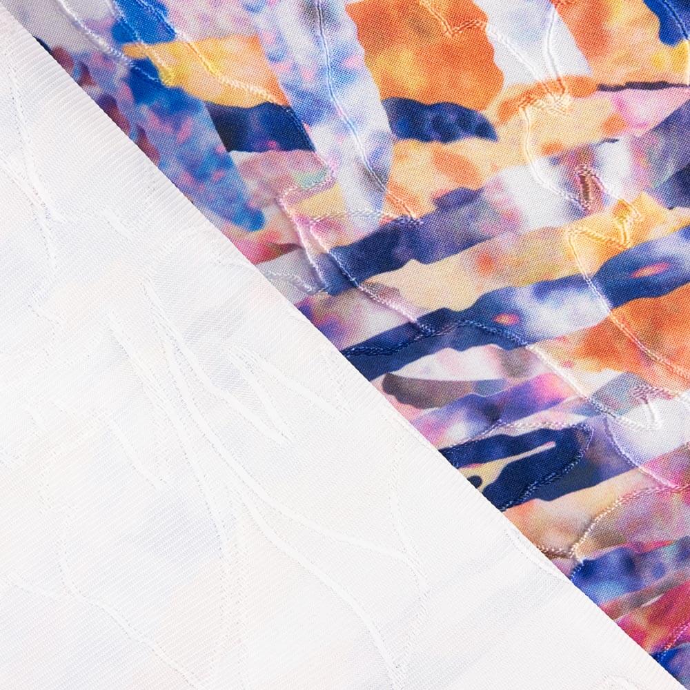 Tissu Jacquard Broderie Rayure Bleue - Ribes y Casals