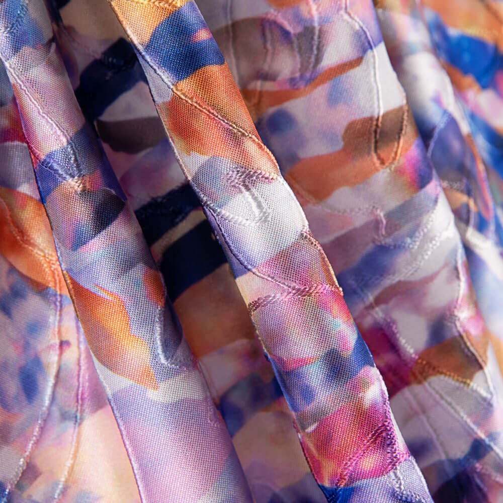 Tissu Jacquard Broderie Rayure Bleue - Ribes y Casals