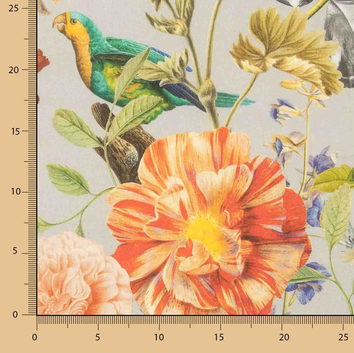 Toile de coton imprimée « Jardin exotique : oiseaux et fleurs » - Ribes y Casals