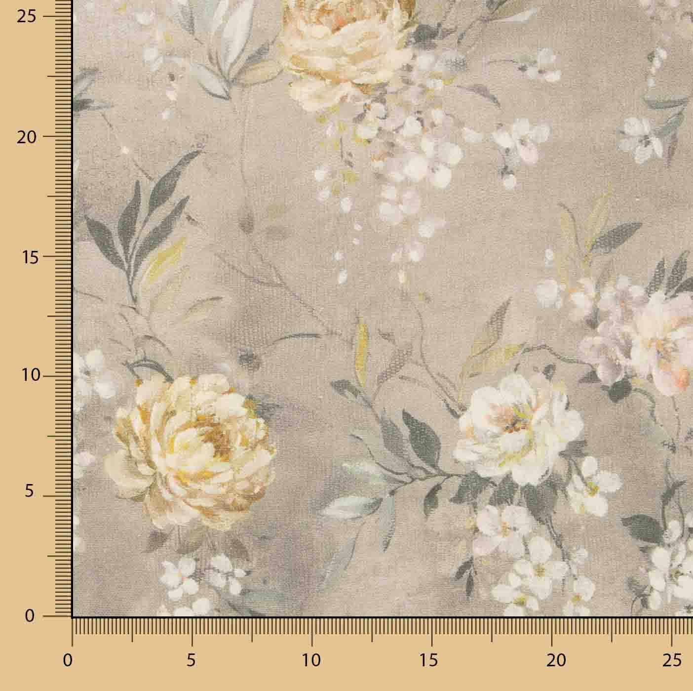 Toile de coton imprimée « Jardin romantique » beige - Ribes y Casals