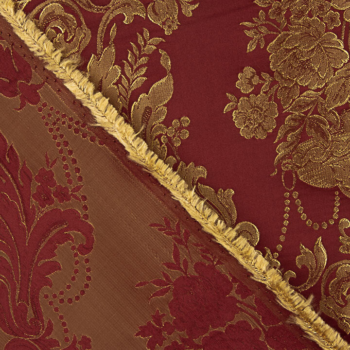 Jacquard floral classique grenat et doré - Ribes y Casals