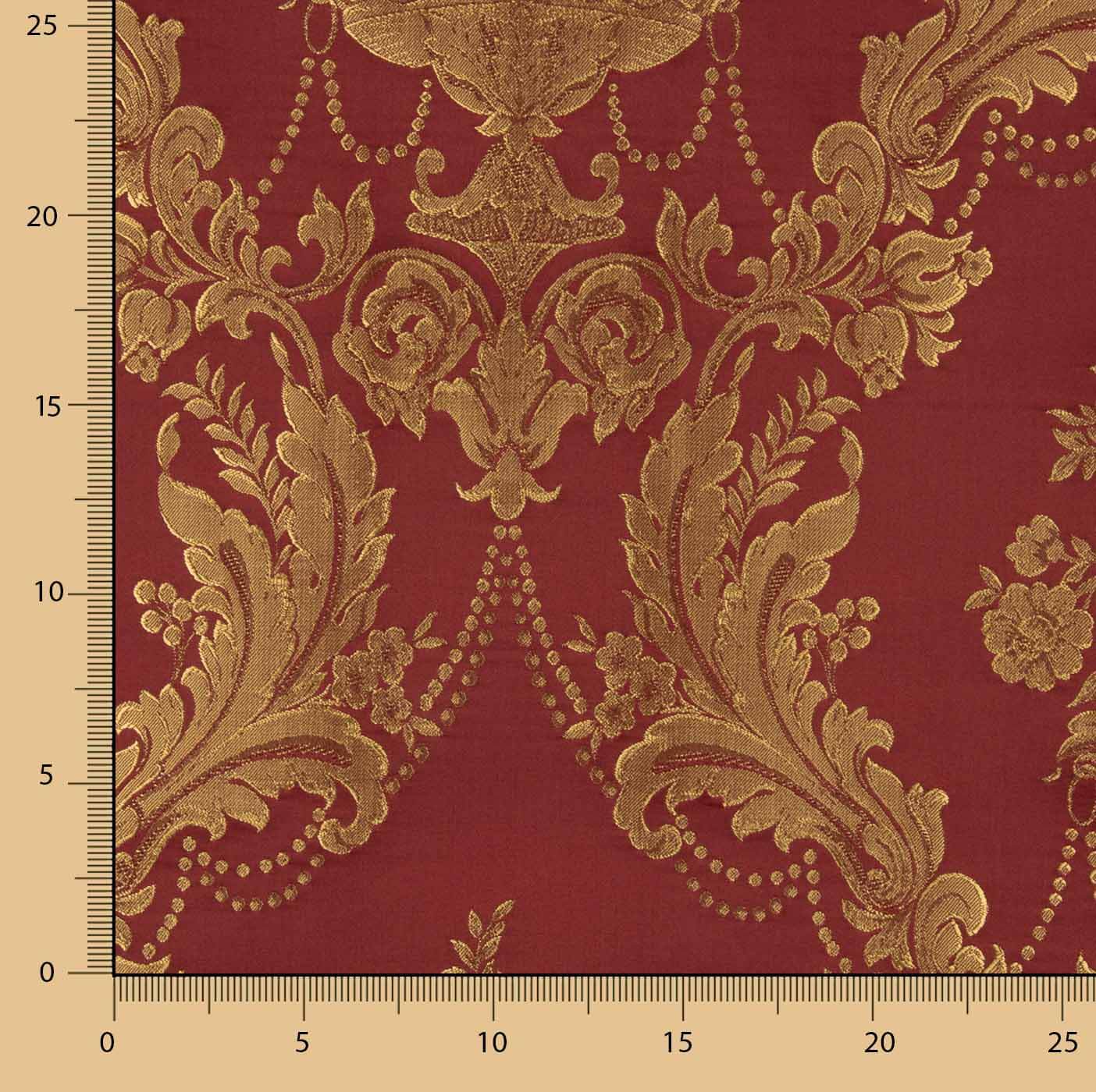 Jacquard floral classique grenat et doré - Ribes y Casals