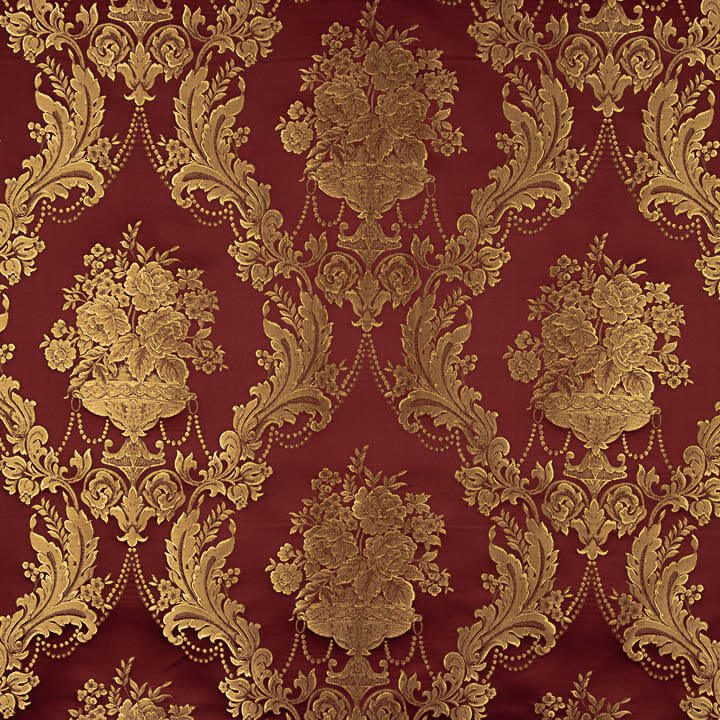 Jacquard floral classique grenat et doré - Ribes y Casals