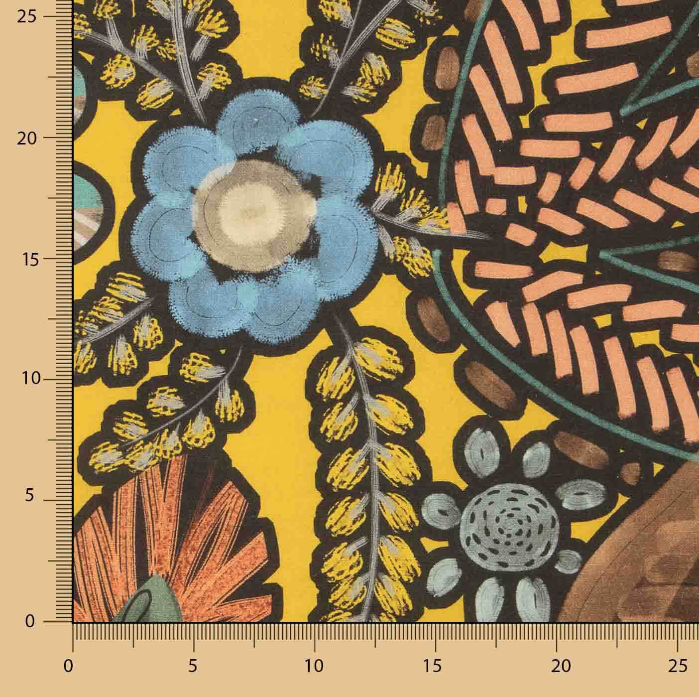Toile de coton imprimée « Jungle bohème » jaune - Ribes y Casals