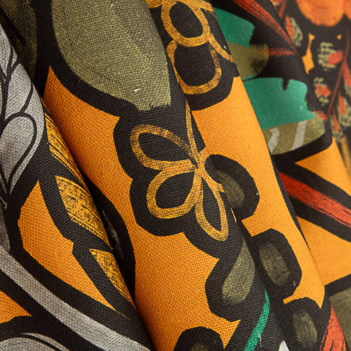 Toile de coton imprimée « Jungle bohème » orange - Ribes y Casals