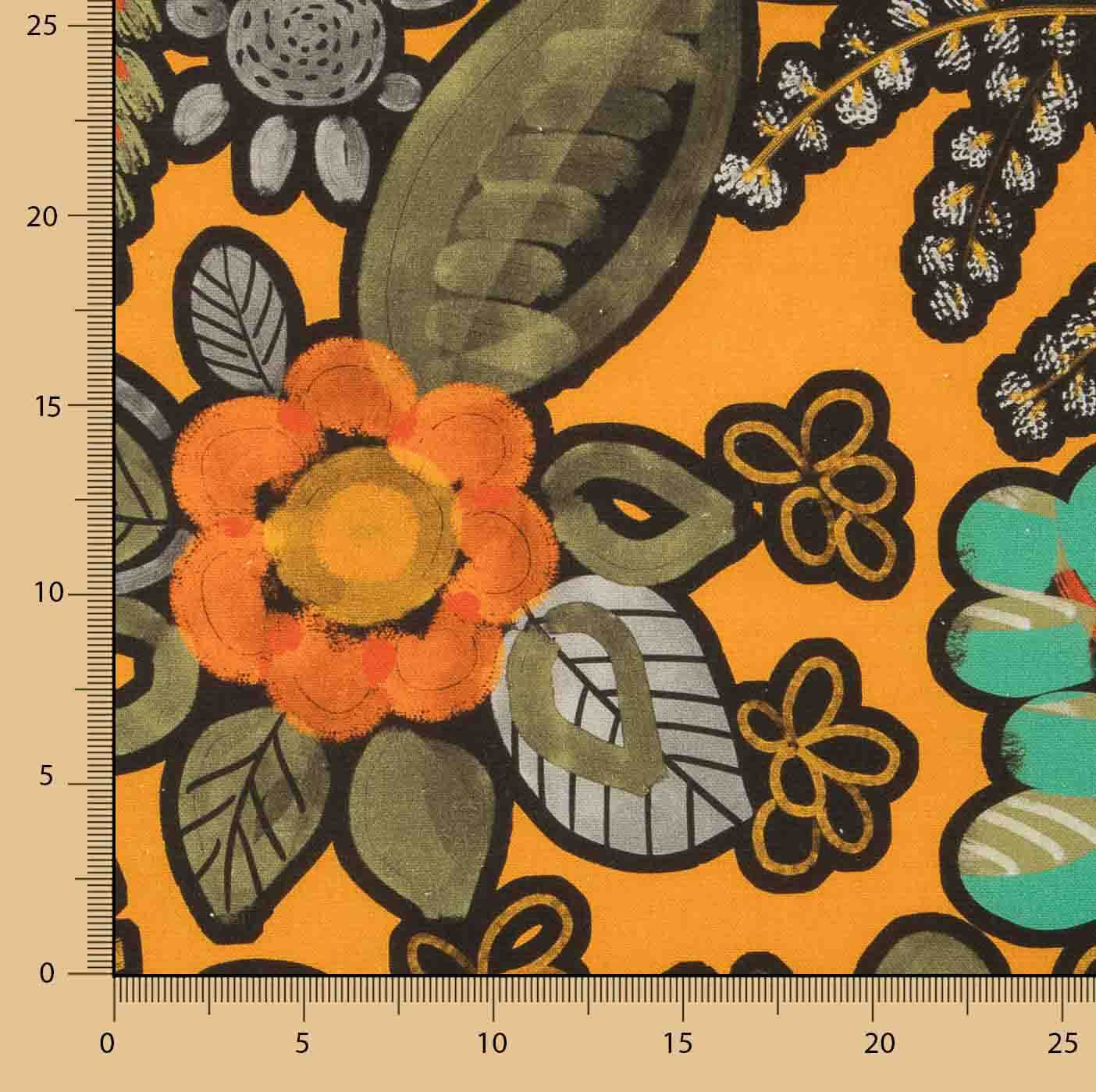 Toile de coton imprimée « Jungle bohème » orange - Ribes y Casals