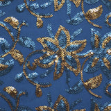 Tissu Paillettes Fleurs Turquoise - Ribes y Casals