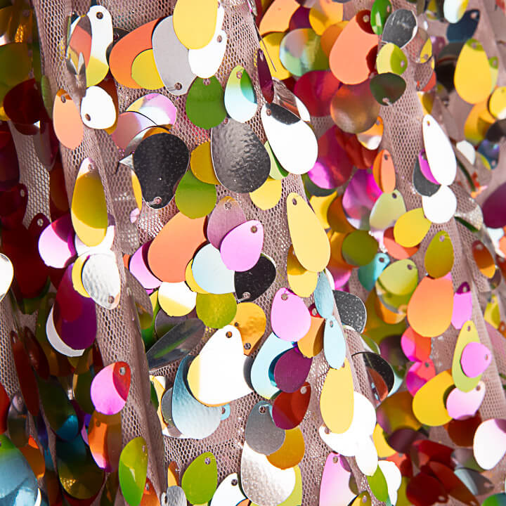 Tulle rose pailleté avec mini-sequins multicolores - Ribes y Casals