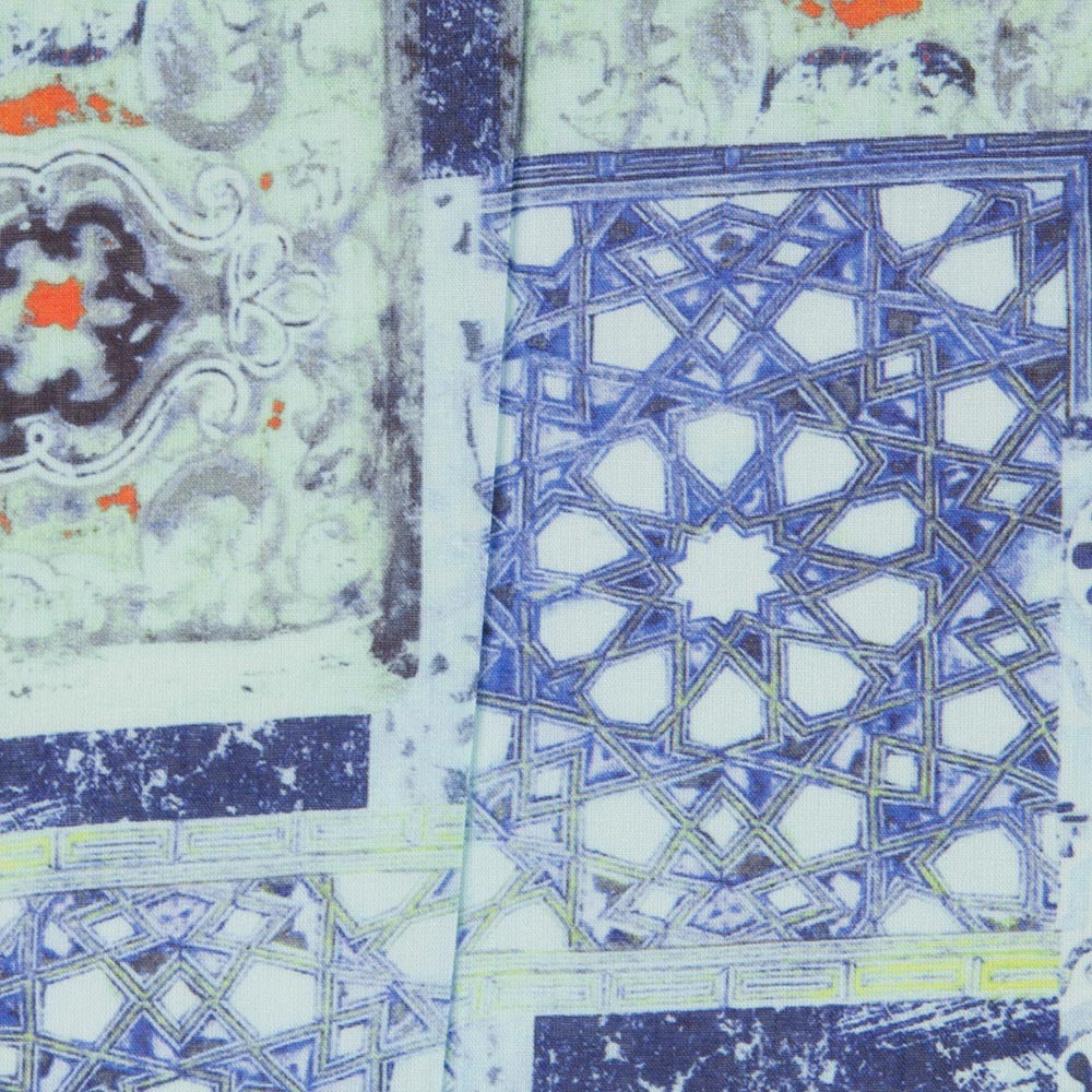 Lin Ethnique Turquoise Imprimé - Ribes y Casals