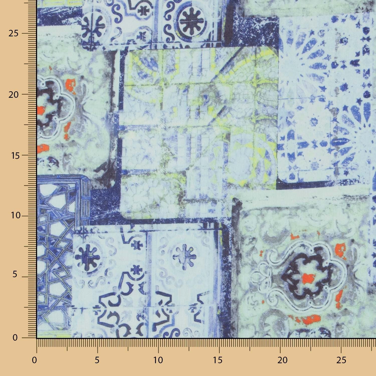 Lin Ethnique Turquoise Imprimé - Ribes y Casals