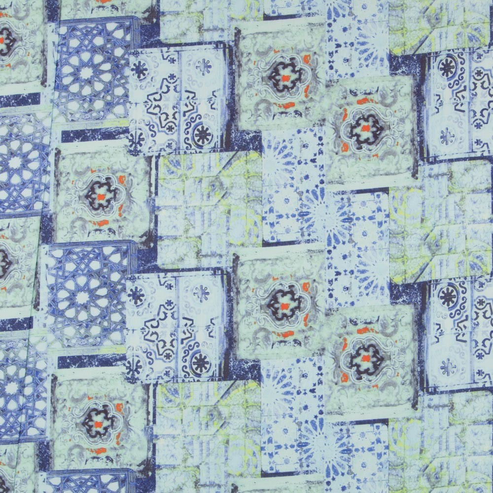 Lin Ethnique Turquoise Imprimé - Ribes y Casals