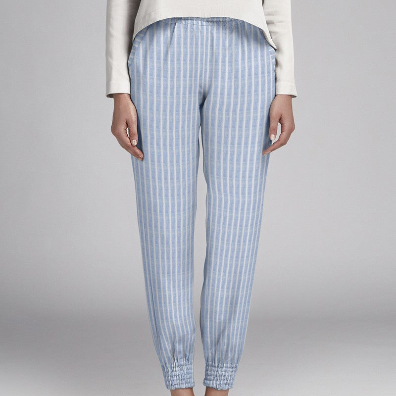 Lin Rayures 8mm Bleu - Ribes y Casals