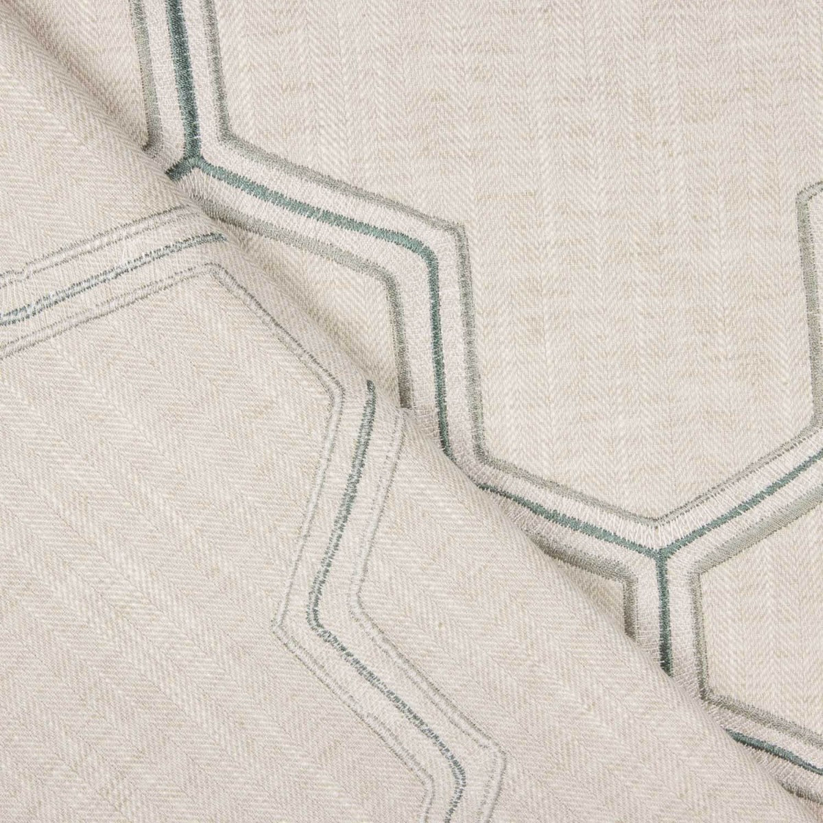 Lin rustique épais gris clair brodé Hexa - Ribes y Casals