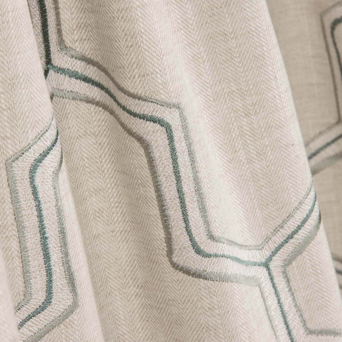 Lin rustique épais gris clair brodé Hexa - Ribes y Casals