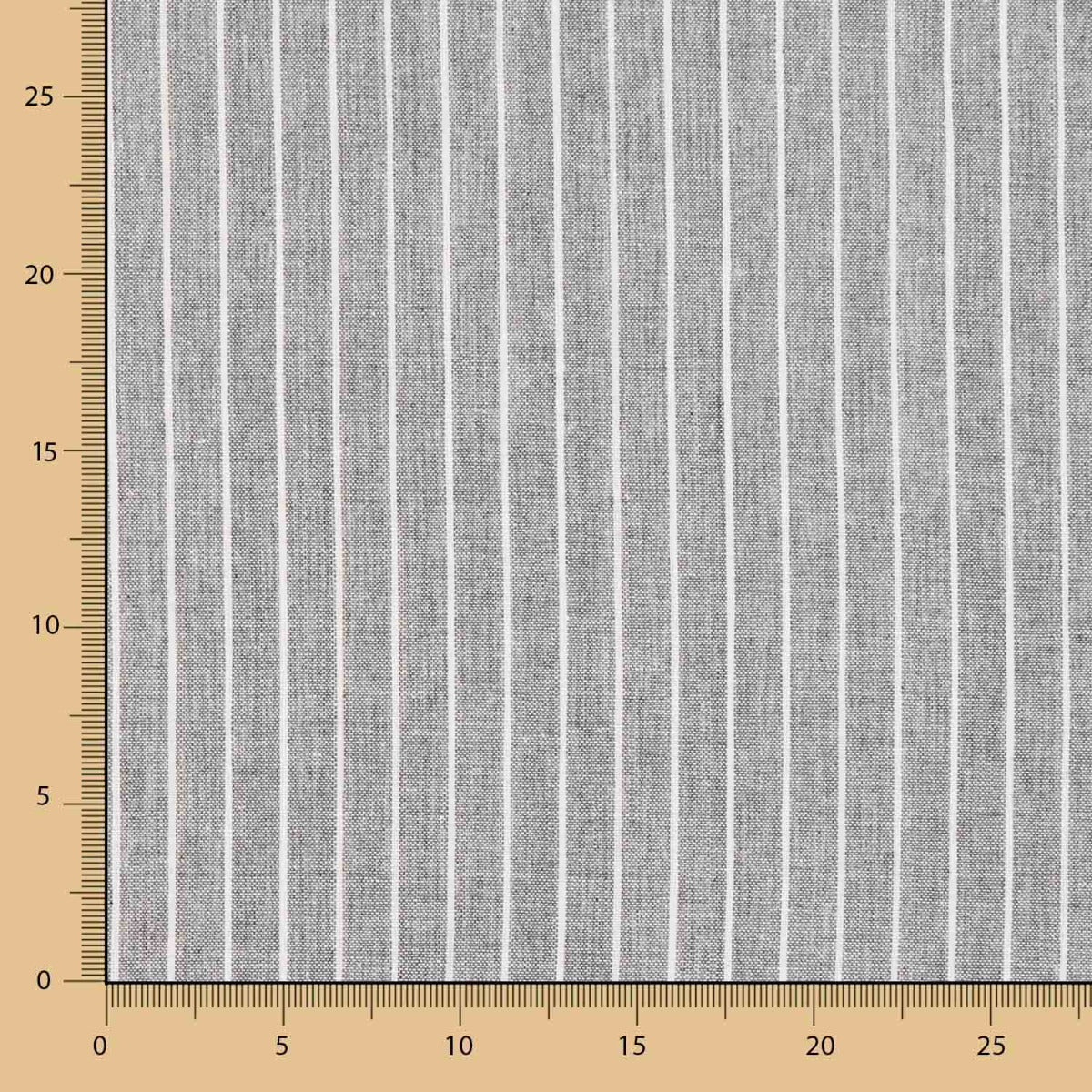 Retal Lino Viscosa Oxford Rayado Gris Claro 90x140 cm - Ribes y Casals