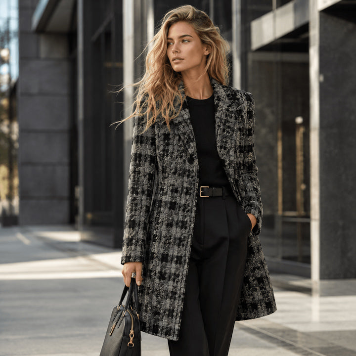 Tweed de laine mosaïque gris et noir avec Lurex doré - Ribes y Casals