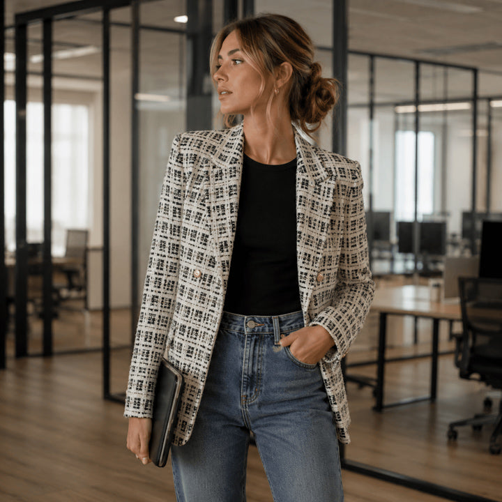 Tweed de laine Lumière Ébène avec Lurex doré - Ribes y Casals