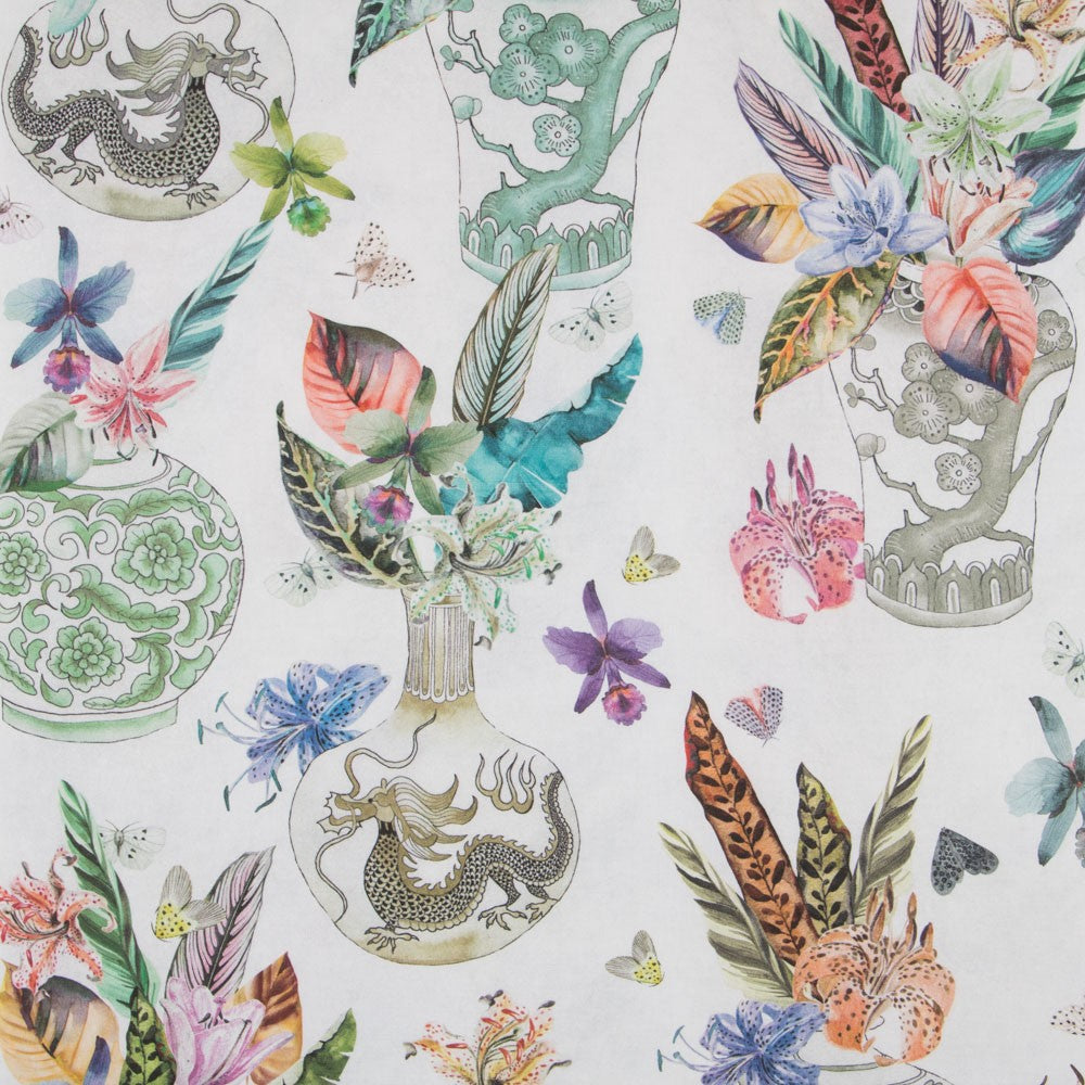 Toile Coton Vert Dragons Koi - Ribes y Casals