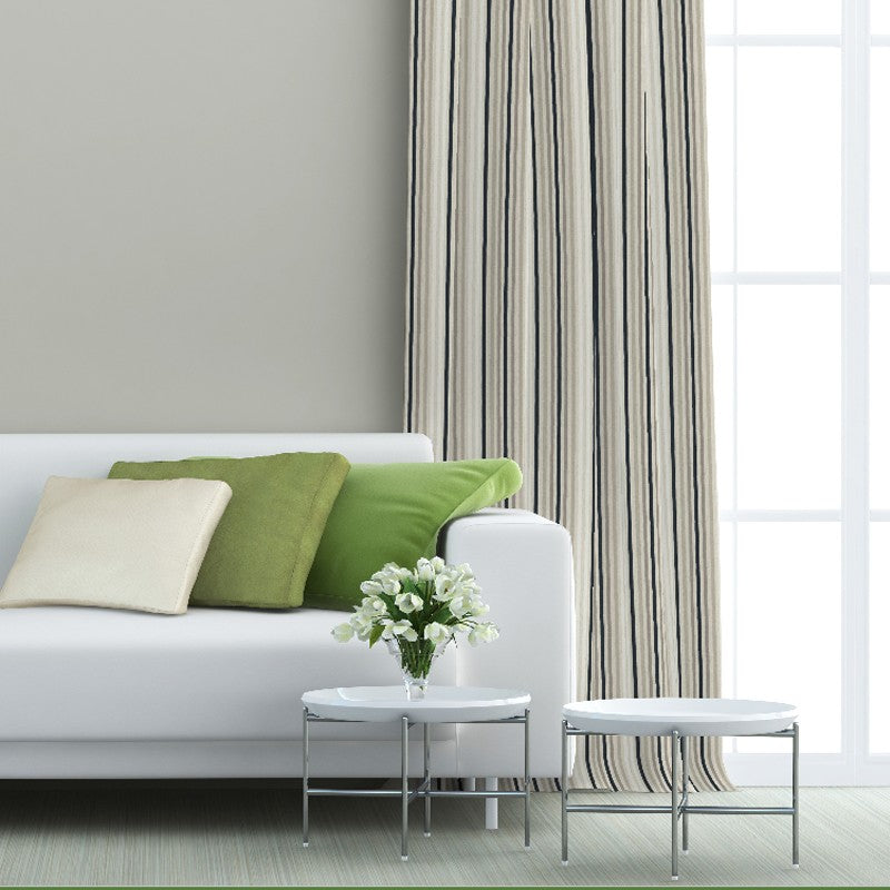 Toile Imprimée Rayures Beige Noir - Ribes y Casals