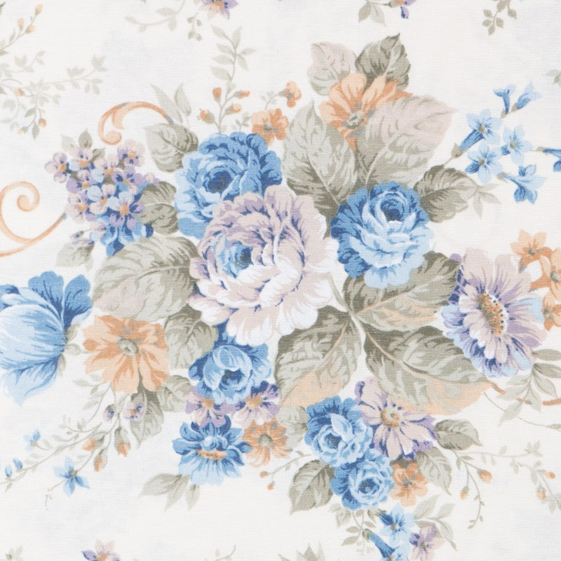 Toile Cretonne Fleur Bleu - Ribes y Casals