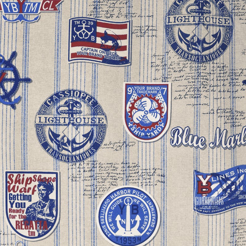 Toile Imprimée Blue Marlin Beige - Ribes y Casals