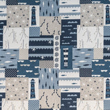 Toile Imprimée Carreaux Poissons Bleu - Ribes y Casals