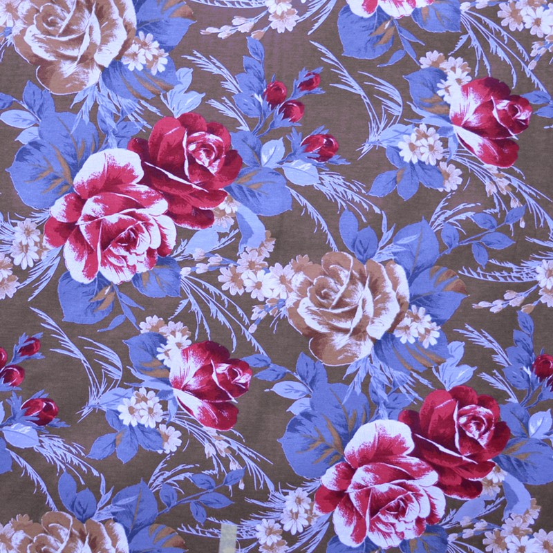 Toile Imprimée Fleur Fond Marron - Ribes y Casals