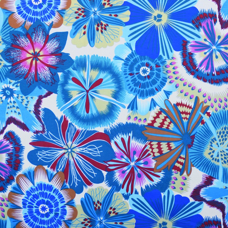 Toile Imprimée Fleurs Turquoise - Ribes y Casals