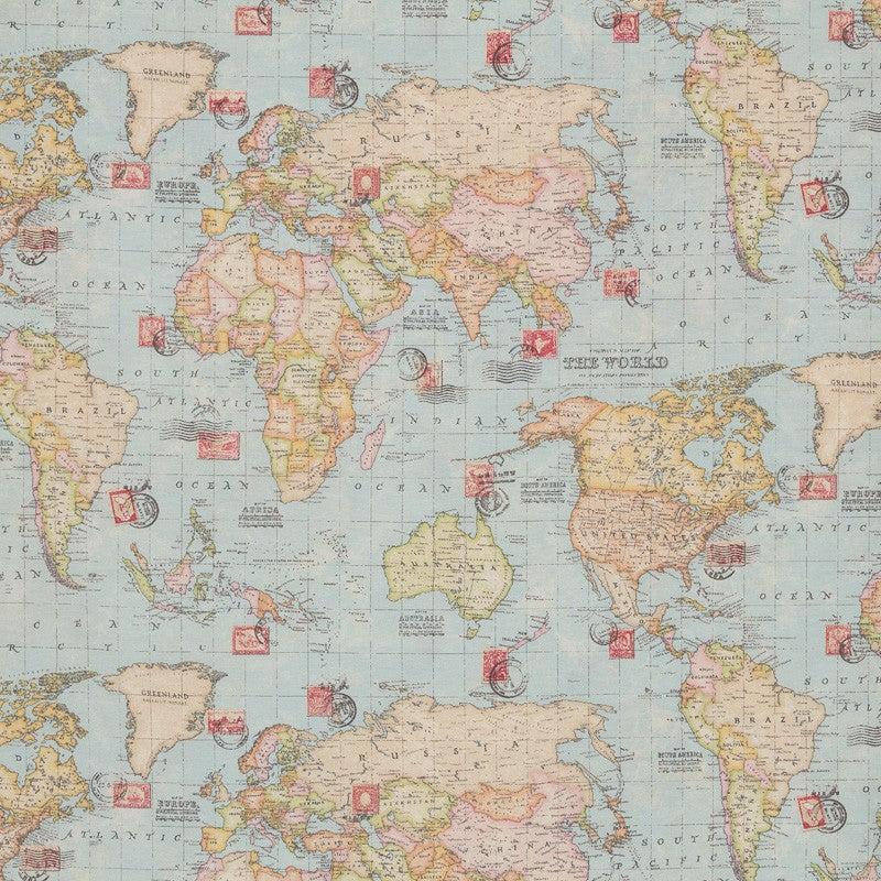Toile Mappemonde Bleu - Ribes y Casals