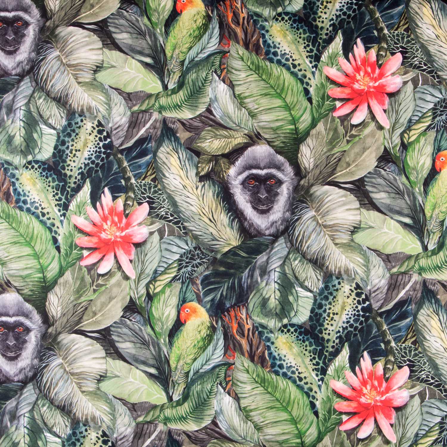 Toile Panama Faune vert - Ribes y Casals