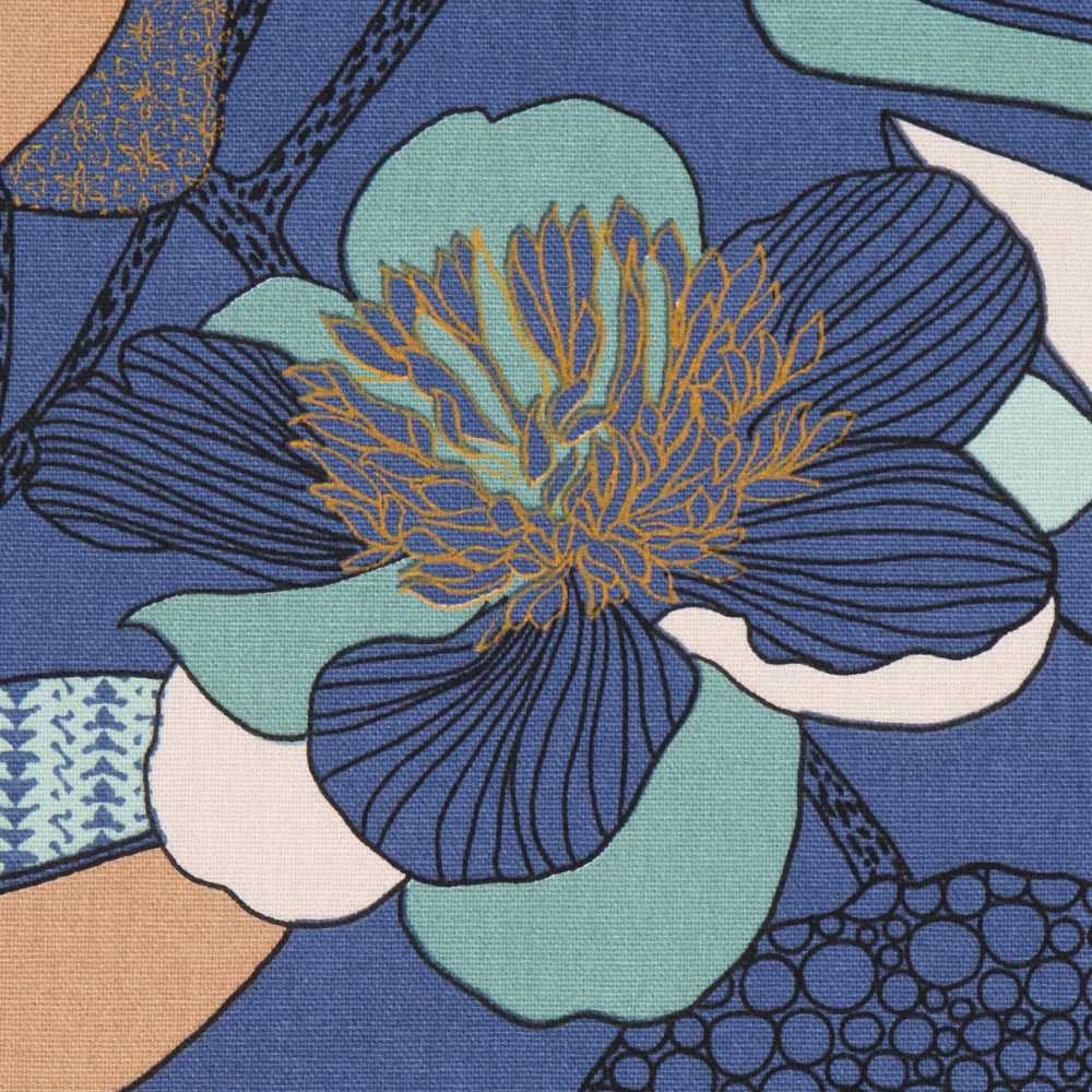 Toile Panama Hibscus Blue - Ribes y Casals