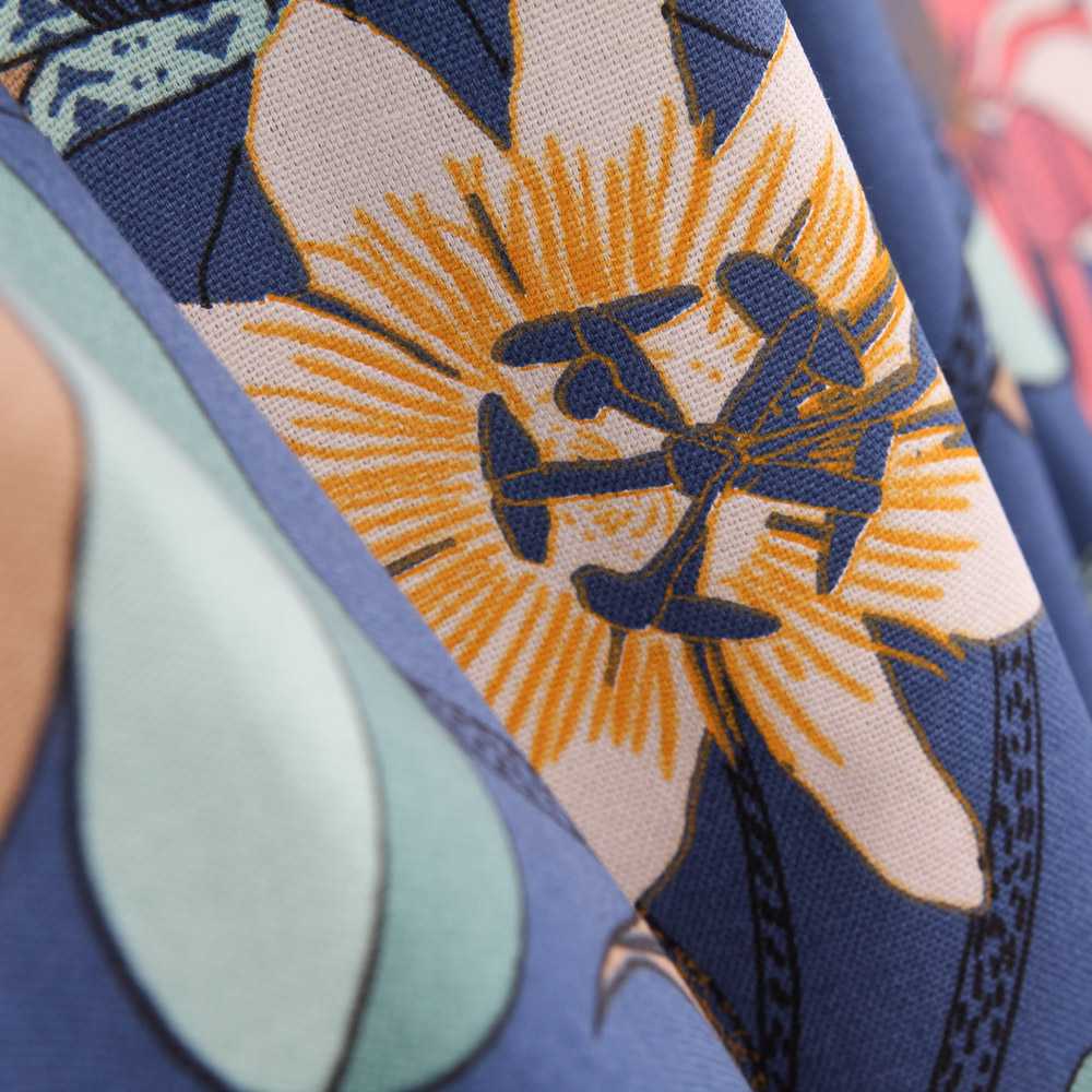 Toile Panama Hibscus Blue - Ribes y Casals