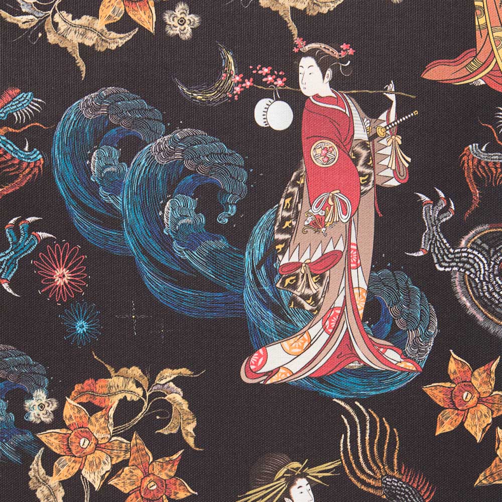 Toile Dragon Samurais Noir - Ribes y Casals