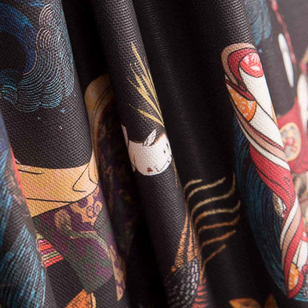 Toile Dragon Samurais Noir - Ribes y Casals