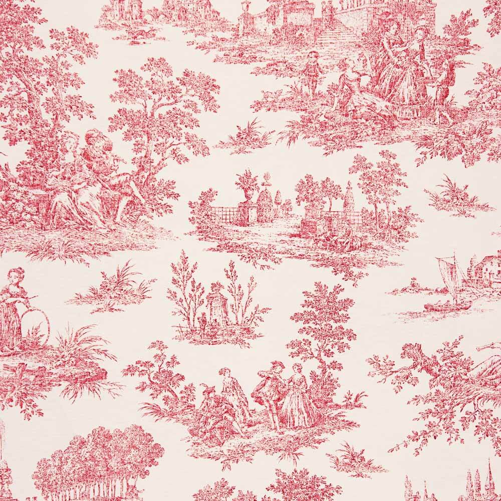 Toile Coton Toile de jouy Rouge - Ribes y Casals