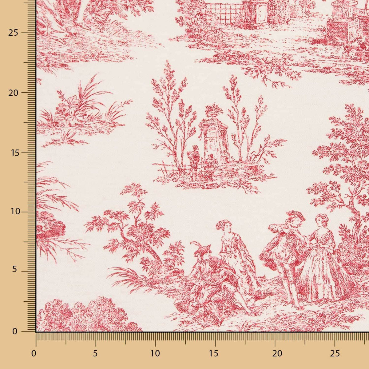 Toile Coton Toile de jouy Rouge - Ribes y Casals